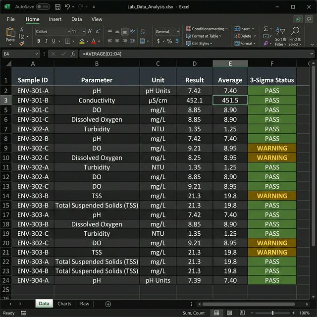 Real Lab Data CSV Output